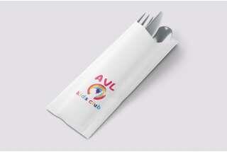 Cutlery packaging with logo